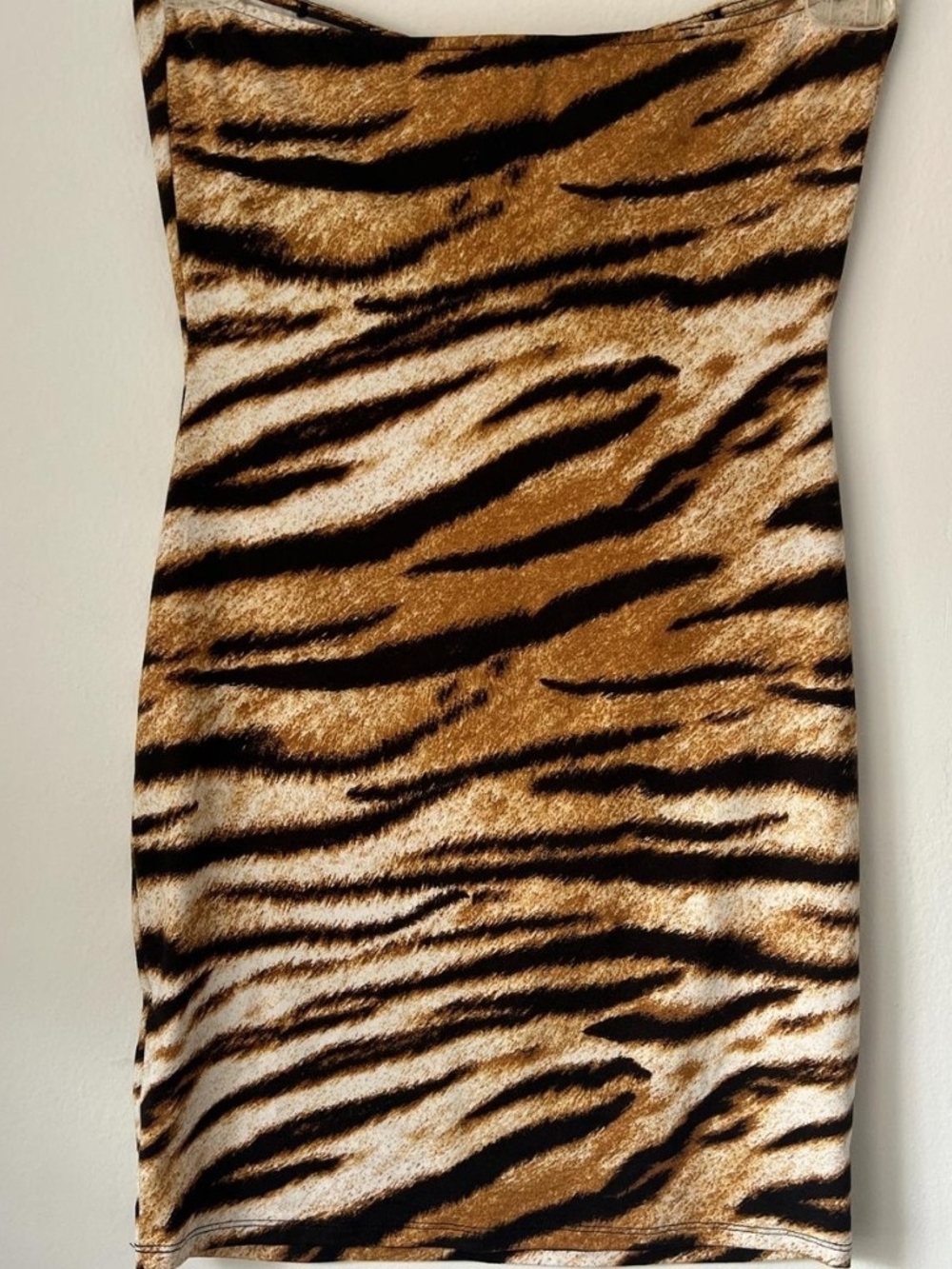 Bear Dance Tiger-Stripe Mini Dress in Brown, Black, Cream